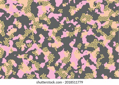 camouflaged background pattern in pink yellow color. happy fun abstract texture for children