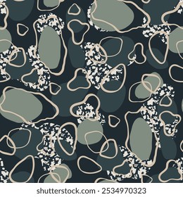 camouflaged seamless pattern on olive background