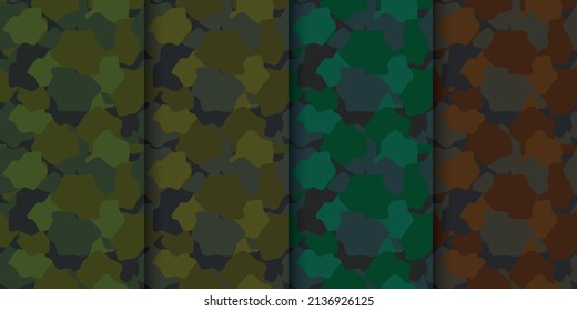 camuflado, conjunto de ocho patrones de camuflaje, fácil de cambiar de color. ilustración vectorial camuflada por el ejército.