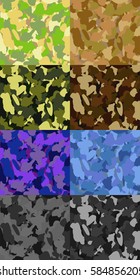 camouflaged, Set of eight camouflage pattern, easy to change colors. army camouflaged vector illustration.