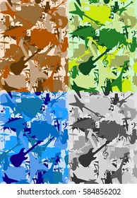 camouflaged, Set of four camouflage pattern, easy to change colors. army camouflaged vector illustration.