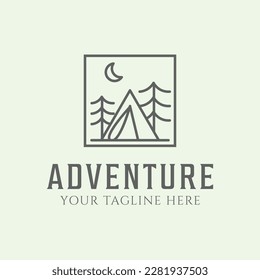 camp adventure logo nature travel minimalist line art design