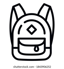 Camp backpack icon. Outline camp backpack vector icon for web design isolated on white background