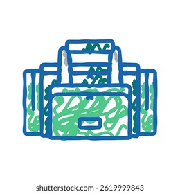 camp bag doodle icon sketch vector. camp bag sign. isolated symbol illustration