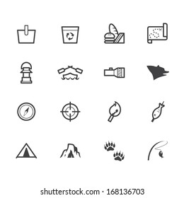 camp black icon set on white background
