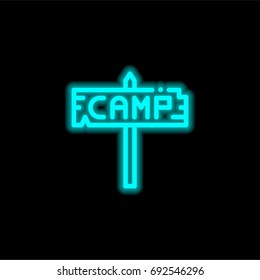 Camp blue glowing neon ui ux icon. Glowing sign logo vector