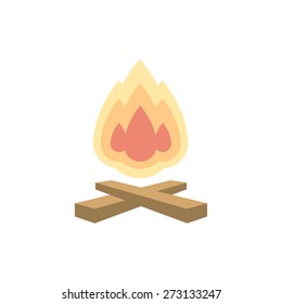 Camp bonfire vector icon. Fire and flame logo. Simple flat illustration