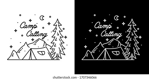 Camp Calling On The Mountain Monoline Design