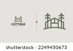 Camp Camping Cabin Vintage Monoline Logo Illustration. Universal creative premium symbol. Vector sign icon logo template. Vector illustration
