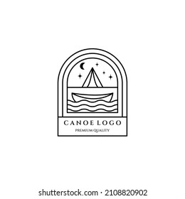 camp canoe line art icon logo minimalist vector illustration design