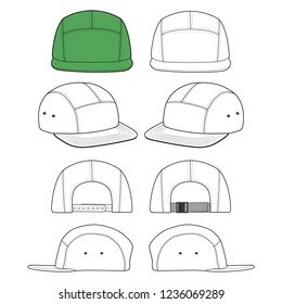 Camp cap set Fashion flat technical drawing vector template