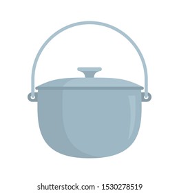 Camp cauldron icon. Flat illustration of camp cauldron vector icon for web design