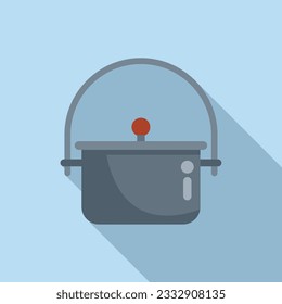 Camp cauldron icon flat vector. Travel equipment. Gear adventure