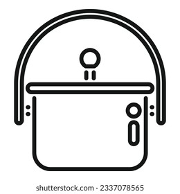 Camp cauldron icon outline vector. Travel equipment. Gear adventure
