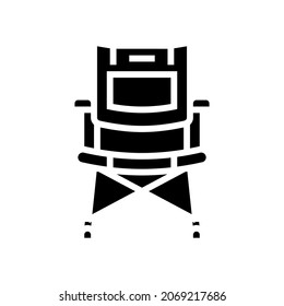 vector de icono de glifo de la silla del campamento. señal de la silla del campamento. símbolo de contorno aislado ilustración negra