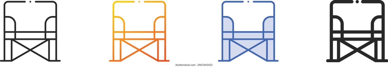 camp chair icon.Thin Linear, Gradient, Blue Stroke and bold Style Design Isolated On White Background