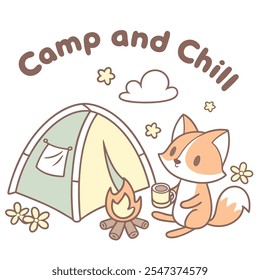 Camp and Chill: Cozy Camping Scene Vector Design