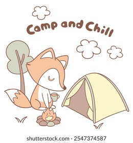 Camp and Chill: Cozy Camping Scene Vector Design