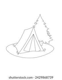 camp coloring image for winter