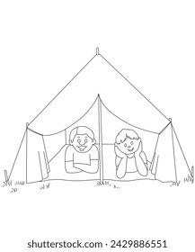 camp coloring image for winter