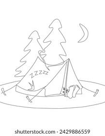 camp coloring image for winter
