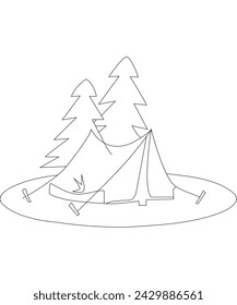 camp coloring image for winter