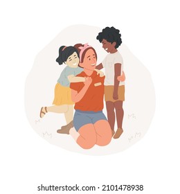 Camp Counselor Isolated Cartoon Vector Illustration. Happy Teenage Girl Becoming Camp Counselor, Enjoying Socializing With Children In Camp, Teens First Job, Summer Work Cartoon Vector.