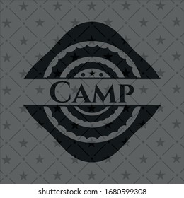 Camp dark icon or emblem. Vector Illustration. Detailed.