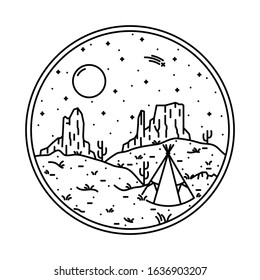 Camp Desert Wild Line Graphic Illustration Vector Art T-shirt Design