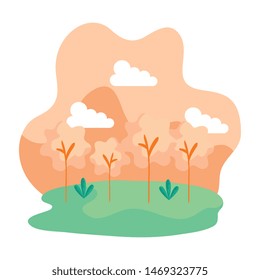 camp field landscape scene icon