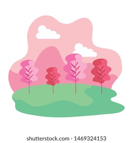 camp field landscape scene icon