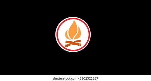 Camp fire area logo with black background