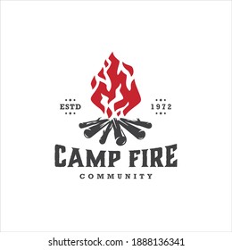 Camp Fire Bonfire Logo Design Vector Image