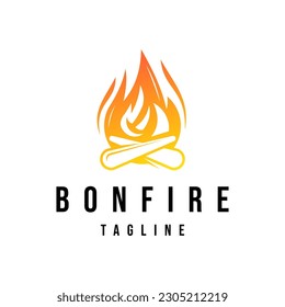 camp fire bonfire logo design vector template