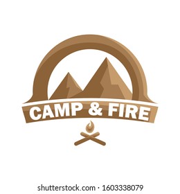 camp and fire in brown color