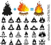 Camp Fire Camping Set of Vector