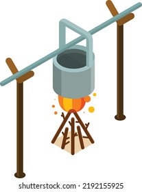camp fire cooking concept flat icon