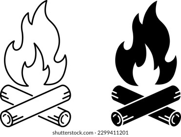 conjunto de iconos de diseño de incendios de campamento