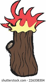 camp fire doodle charcoal isolated on white, vector