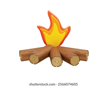 camp fire icon 3d render illustration. 3d render illustration of bonfire