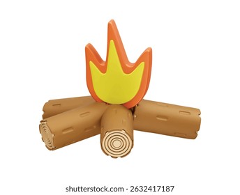  Camp fire icon 3d rendering illustration