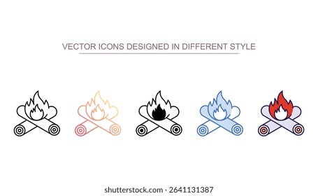 Camp Fire icon design with white background stock illustration