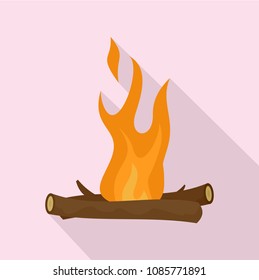 Camp fire icon. Flat illustration of camp fire vector icon for web design
