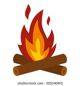 Camp fire icon. Flat illustration of fire vector icon for web design