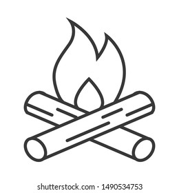 camp fire  icon. linear style sign for mobile concept and web design. simple line vector icon.