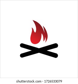 Camp Fire Icon logo design. Camping Equipment Vector Illustration Logo Template