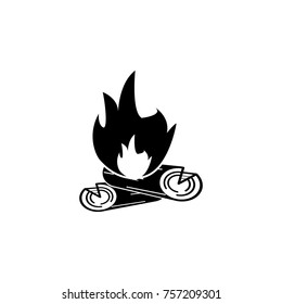 camp fire icon on white background