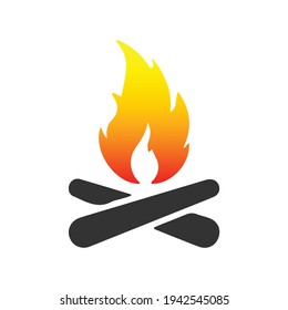 Camp fire icon. Simple illustration of camp fire vector icon for web. Wood in fire logo isolated