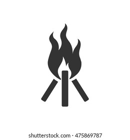 Camp fire icon in single color. Camping burn heat wild fire