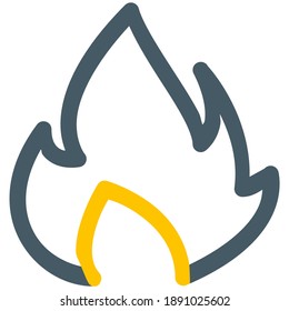 camp fire icon vector design. simple minimalist with gray and yellow color. suitable for UI UX, print templete, Web design and other